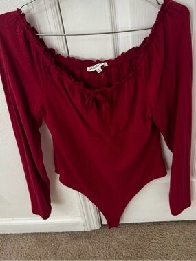 Celebrity Pink Women's Red Long-Sleeve Scoop Neck Bodysuit